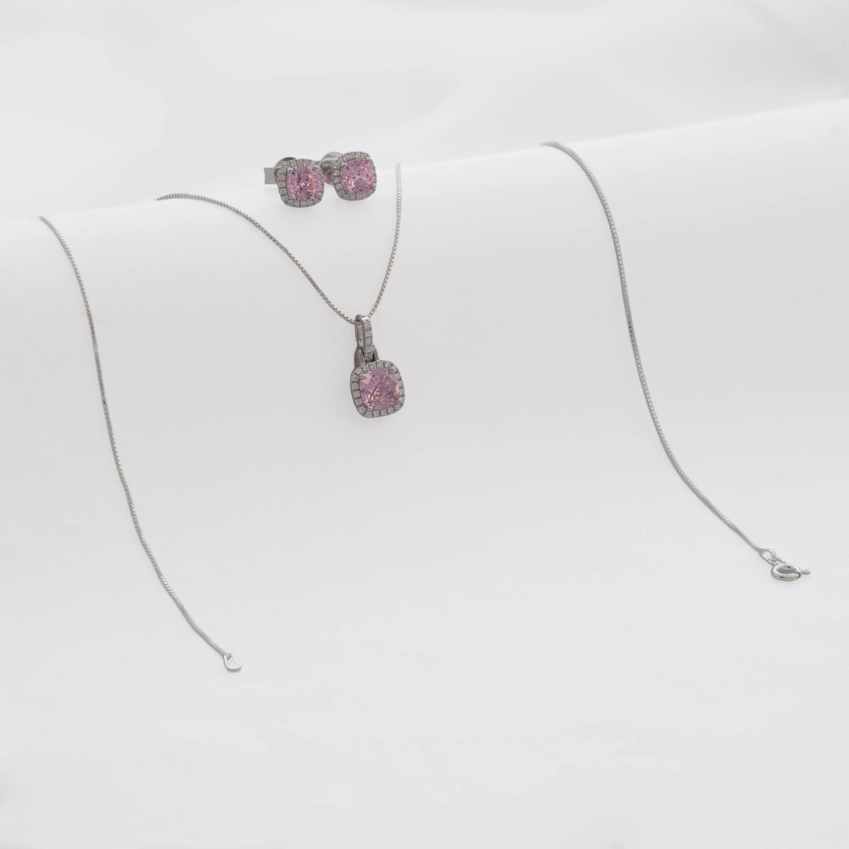 Conjunto Pave Circon Rosado